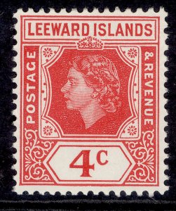 LEEWARD ISLANDS QEII SG130, 4c rose-red, NH MINT.