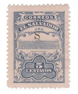 EL SALVADOR 1915 STAMP. SCOTT # 416. UNUSED. OVERPRINTED.