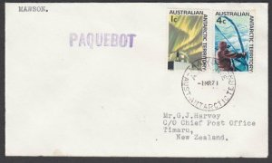 AUSTRALIA ANTARCTIC 1971 cover ex MAWSON base - s/line PAQUEBOT.............L950