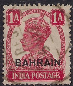 Bahrain 1942 - 45 KGV1 1a Carmine on India used SG 41 ( K1463 )