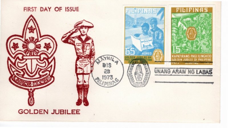Philippines 1973 Sc 1221a-1222a IMPERFORATE FDC-3