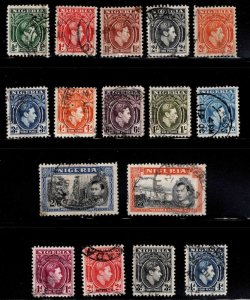 Nigeria Scott 53-68 Used complete 1938-1951 stamp set CV $32