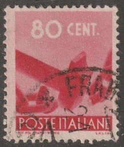 Italy, Stamp, Scott#467,  mint, hinged, 80, cent, Hammer, red