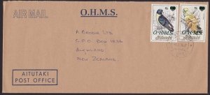 COOK IS AITUTAKI 1986 cover to NZ - OHMS opt birds franking.................2226