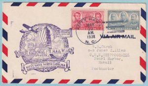 FIRST NATIONAL AIR MAIL WEEK - 1938 FROM KITTY HAWK NORTH CAROLINA - CV385