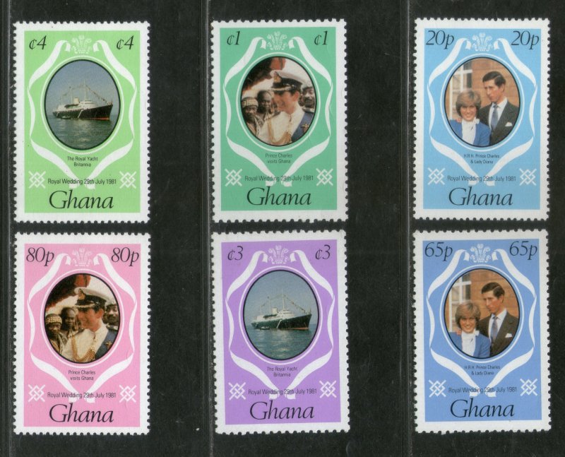 Ghana 1981 Princess Diana & Prince Charls Royal Wedding Sc 759-61 6v MNH # 600