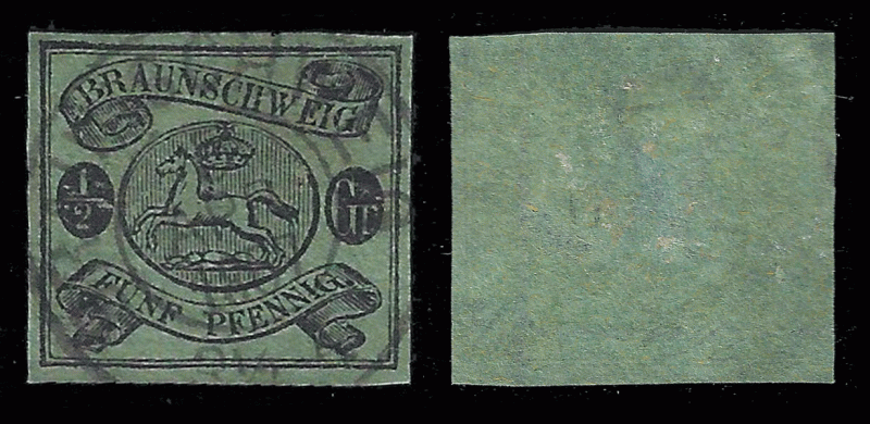 Germany Brunswick 1861 Sc 6, Mi 10 UVF 2012 Michel CV is 300 euro