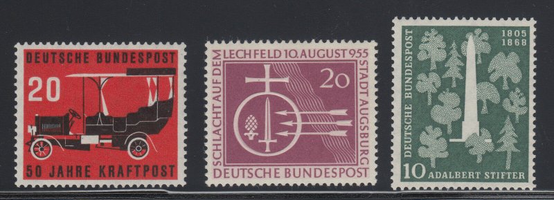 Germany Sc 728, 732, 735 MLH. 1955 issues, 3 cplt sets VF