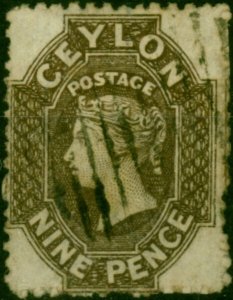 Ceylon 1863 9d Sepia SG47 P.13 Fine Used Scarce