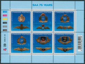 South Africa Stamps 2009 MNH SAA South African Airways Aviation Badges 6v M/S I