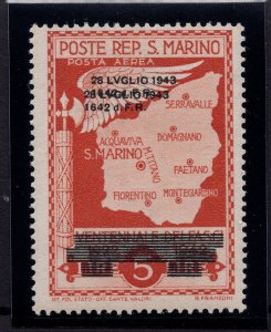 Fall of Fascism Lire 5 No. A39a Double Overprint - MNH