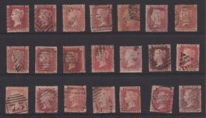 Great Britain 1864 QV 1d Red Sc#33 x 21 Copies Used