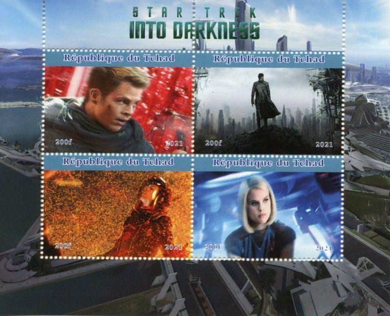 Chad 2021 MNH Star Trek Stamps Into Darkness James Kirk Kelvin Timeline 4v M/S I 