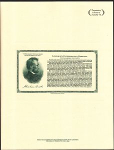 US Interphil '76 Souvenir Card # SO3 Lincoln Gettysburg Address SCARCE (001)