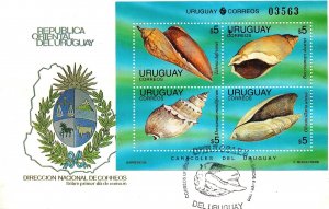 Marine life fauna Seashell shell conch URUGUAY Sc#1584 FDC COVER