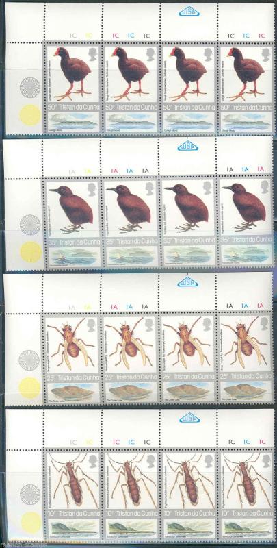 TRISTAN DA CUNHA SC#404/07 BIRDS & INSECTS LOT OF 100 SETS  MINT NEVER HINGED