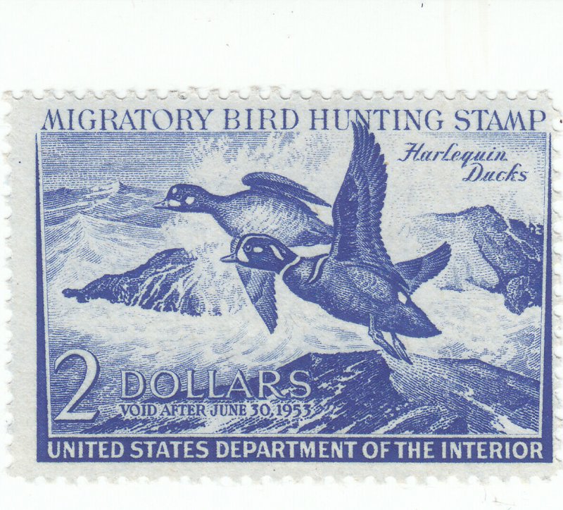 Scott # RW19 - $2 Deep Ultramarine -1952-Federal Duck Stamp - MH - SCV $95.00