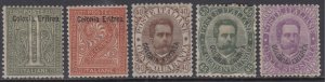 Italy Eritrea - Sassone n. 1+2+7+8+9 cat.310$ SUPER CENTERED MH*