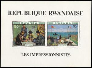 Rwanda 989a, MNH, Impressionist Paintings souvenir sheet, Cezanne, Monet