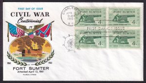 1961 Civil War Centennial Sc 1178 Fort Sumter SC FDC with Fluegel cachet (XE