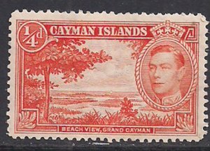 Cayman Islands 1938 - 48 KGV1 1/4d Red Orange Beach View MM SG 115 ( E1403  )