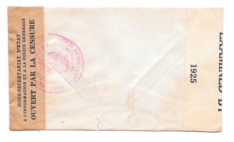 Haiti Dual Censor 1942 Airmail Cover Port au Prince to US Sc C17 Examiner 1925