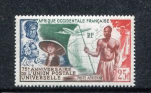 French West Africa C15 MH UPU-75 1949 French Colonials Globe Plane x17493
