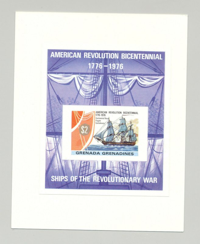 Grenada Grenadines #181 Bicentennial Ships S/S Imperf Proof on Card