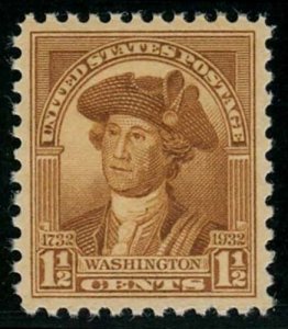 1932 1 1/2c George Washington, Peale, Brown Scott 706 Mint F/VF NH