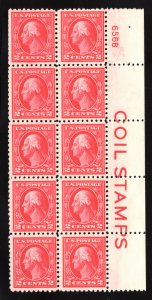 MOMEN: US STAMPS #425 COIL PLATE BLOCK OF 10 MINT OG NH VF LOT #80204