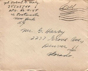 United States A.P.O.'s Soldier's Free Mail c1943 [A.P.O. 4144] Assigned to A....