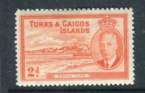 TURKS CAICOS; 1950s early GVI pictorial issue Mint hinged Shade of 2d. value