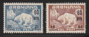 Greenland Scott #'s 39 & 40 set mint VF-NH/LH scott cv $ 77 ! see pic !