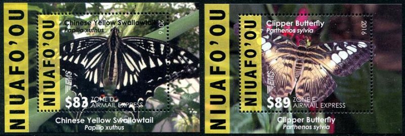 HERRICKSTAMP NEW ISSUES NIUAFO'OU Sc.# CE16-17 Butterflies Part 3 S/S