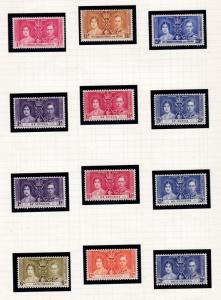 British Commonwealth 1937 Coronation Omnibus Close to Complete 14 Album Pages VF