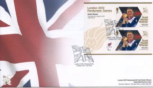 GB London 2012 Paralympics Sarah Storey Gold First Day Cover Unaddressed 