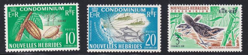 Fr. New Hebrides # 146-148, Fruit - Fish - Birds, NH, 1/2 Cat.