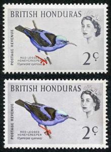 British Honduras SG203 1962 2c (legs) Bird Colour Shift U/M