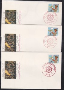 Japan # 1090, Scouting 13th World Jamboree, 8 Diff, Special Cachet 1st Day Cover