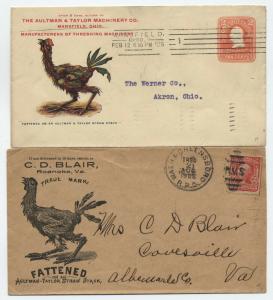 1905-6 2 ad covers Aultman & Taylor Machinery inc.full color chicken [y4060]