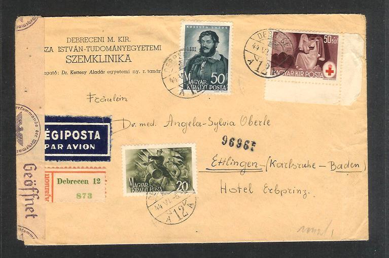 WWII R-cover sent from Hungary to Germany with German censorship c570