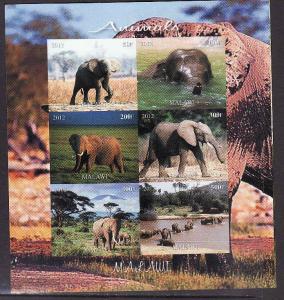 D2-Malawi-unused NH sheet of 6-Elephants-Animals-2012-issue 