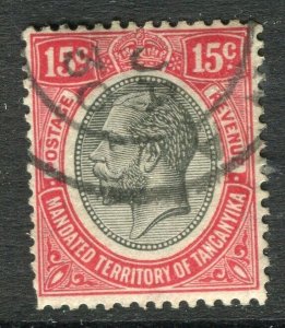 TANGANYIKA; 1927 early GV issue fine used Shade of 15c. value