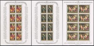 Liechtenstein 595-597 sheets,MNH.Michel 655-657. Peter Paul Rubens,birth,400 Ann