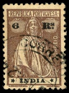 PORTUGUESE INDIA Sc 375Q USED  - 1921 6r - Ceres Perf 12 x 11½ Ordinary paper