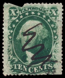 United States Scott 35, Green, Type V (1859) Used F, CV $55.00 W