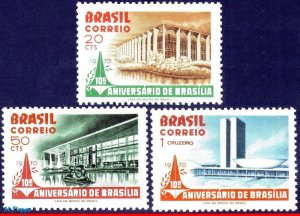 1157-59 BRAZIL 1970 BRASILIA, ARCHITECTURE, MI# 1251-53 RHM C-669-71, SET MNH