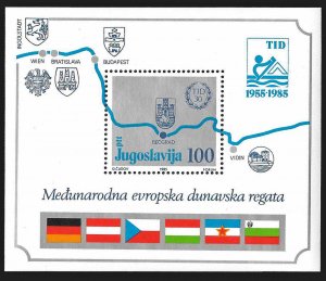 Yugoslavia SC 1742 * Map of Danube Souvenir Sheet * MNH * 1985