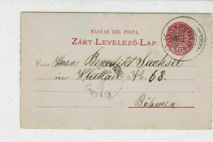 Hungary 1895 OKA crown Slogan Cancel  to Bohemia Stamp Letter ref 22271