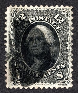 US 1867 12¢ Lincoln F Grill Stamp #97 Used CV $250